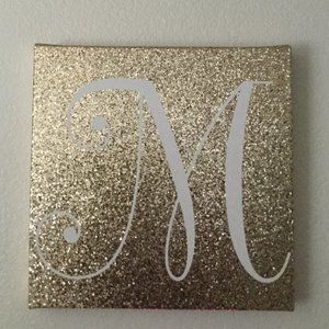 Glitter Letter M Canvas